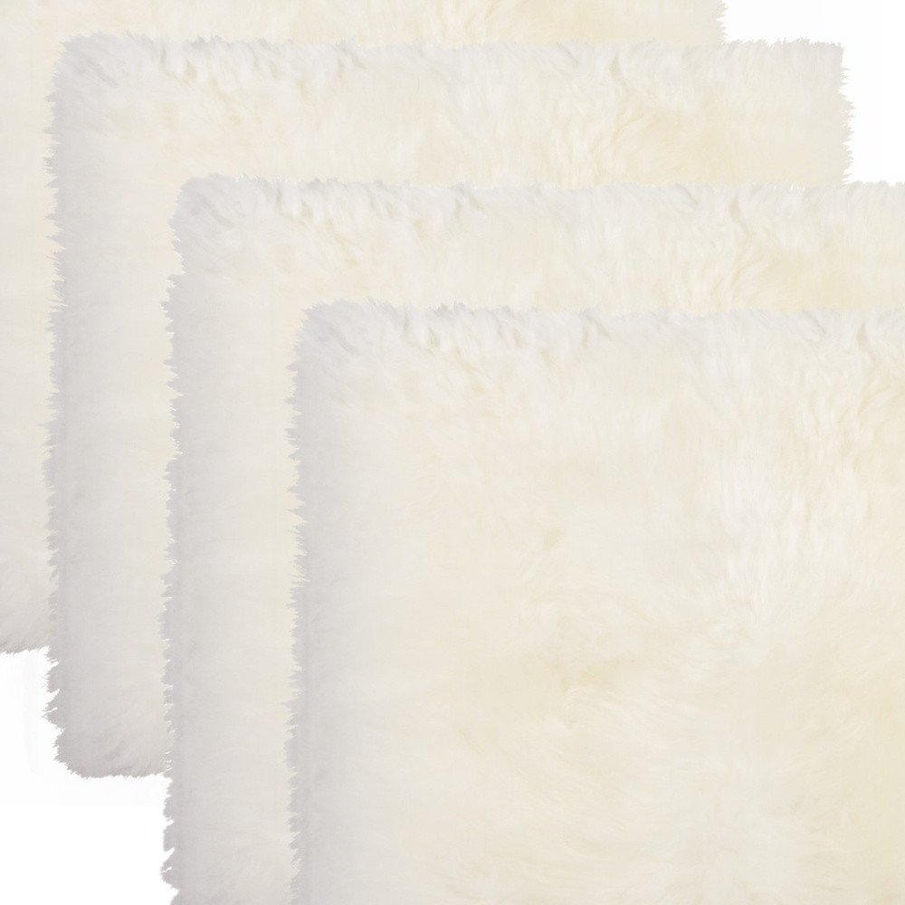 Set Of Four 17" X 17" Natural Wool Solid Color Chair Pads HomeRoots