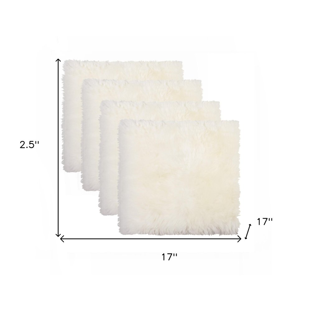 Set Of Four 17" X 17" Natural Wool Solid Color Chair Pads HomeRoots