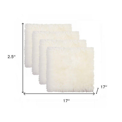 Set Of Four 17" X 17" Natural Wool Solid Color Chair Pads HomeRoots