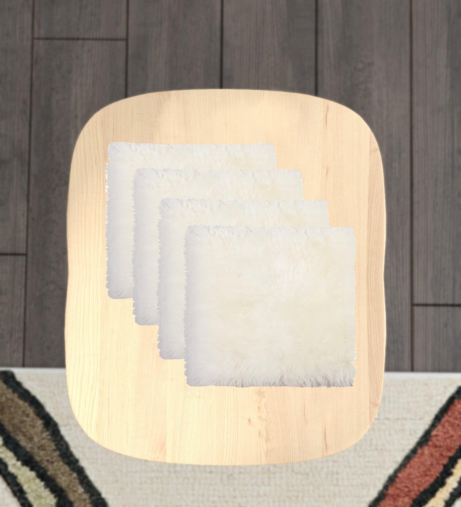 Set Of Four 17" X 17" Natural Wool Solid Color Chair Pads HomeRoots