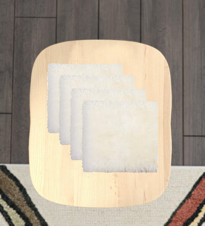 Set Of Four 17" X 17" Natural Wool Solid Color Chair Pads HomeRoots