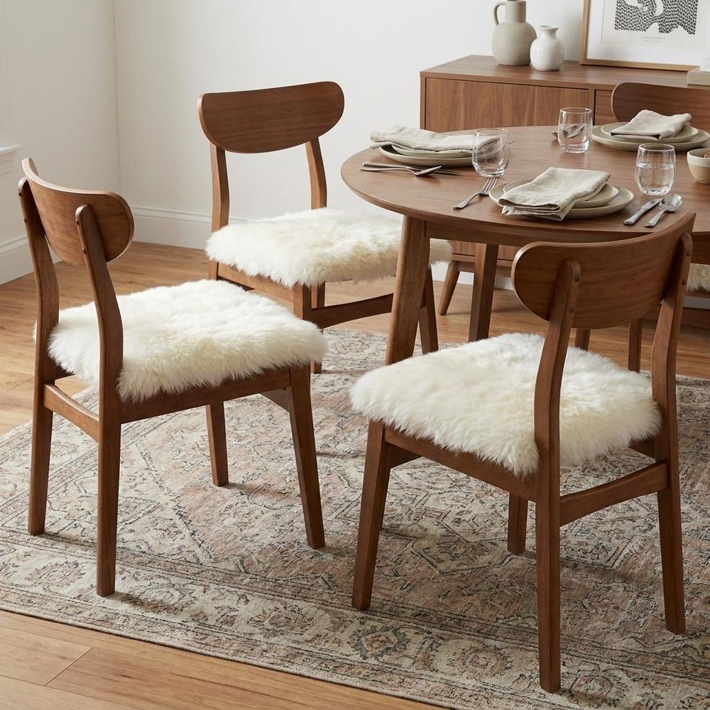 Set Of Four 17" X 17" Natural Wool Solid Color Chair Pads HomeRoots