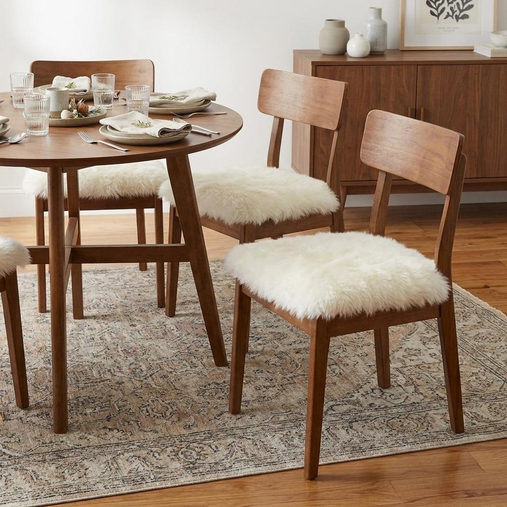 Set Of Four 17" X 17" Natural Wool Solid Color Chair Pads HomeRoots