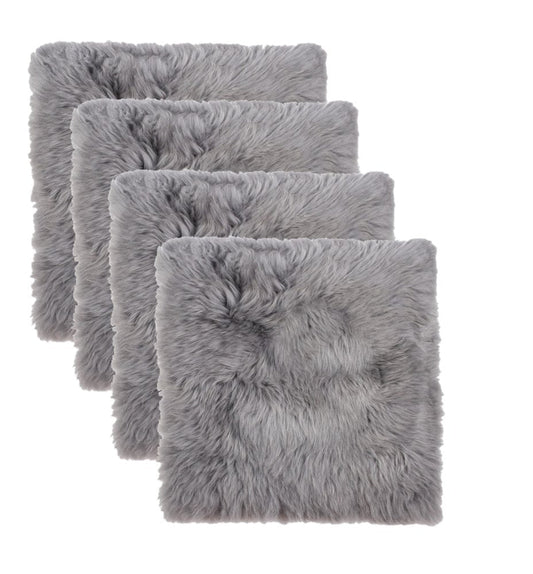 Set Of Four 17" X 17" Grey Wool Chair Pads HomeRoots