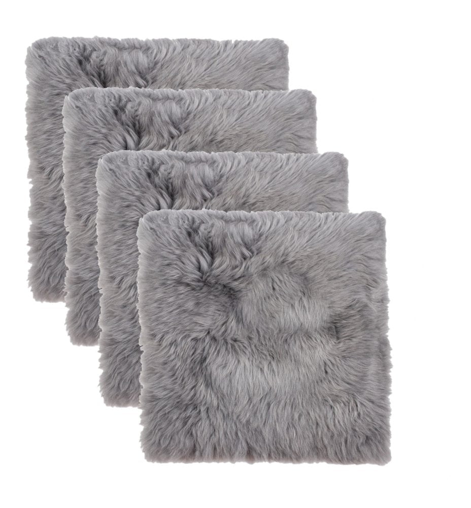 Set Of Four 17" X 17" Grey Wool Chair Pads HomeRoots