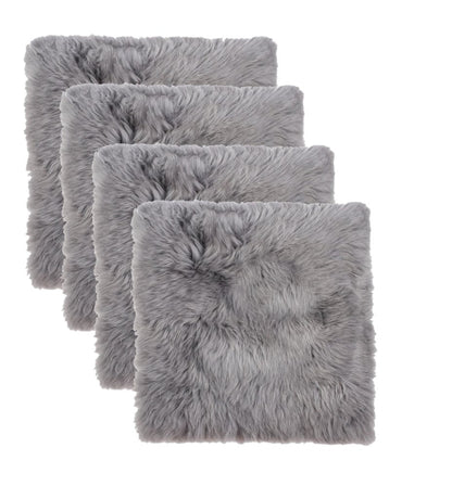 Set Of Four 17" X 17" Grey Wool Chair Pads HomeRoots