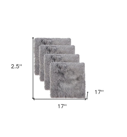 Set Of Four 17" X 17" Grey Wool Chair Pads HomeRoots