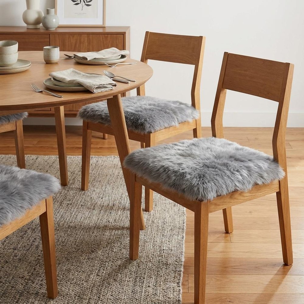 Set Of Four 17" X 17" Grey Wool Chair Pads HomeRoots