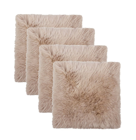 Set Of Four 17" X 17" Taupe Wool Chair Pads HomeRoots