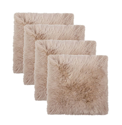 Set Of Four 17" X 17" Taupe Wool Chair Pads HomeRoots