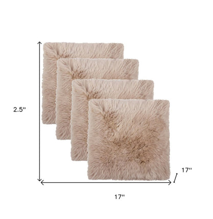 Set Of Four 17" X 17" Taupe Wool Chair Pads HomeRoots