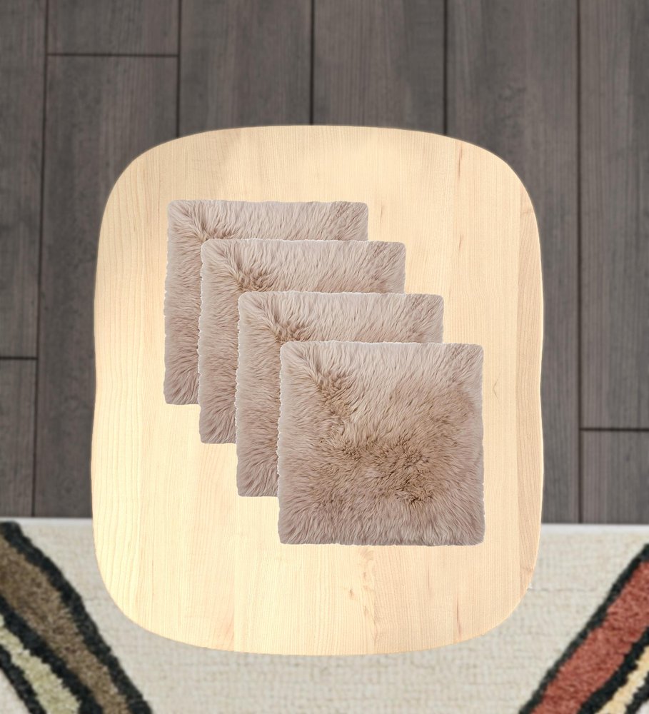 Set Of Four 17" X 17" Taupe Wool Chair Pads HomeRoots