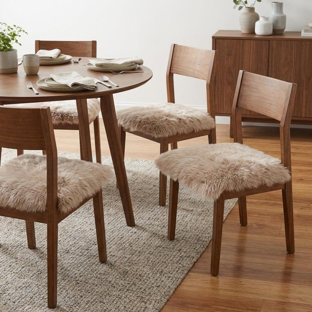 Set Of Four 17" X 17" Taupe Wool Chair Pads HomeRoots
