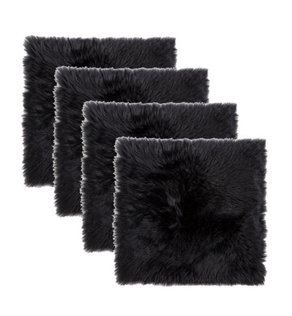 Set Of Four 17" X 17" Black Wool Chair Pads HomeRoots