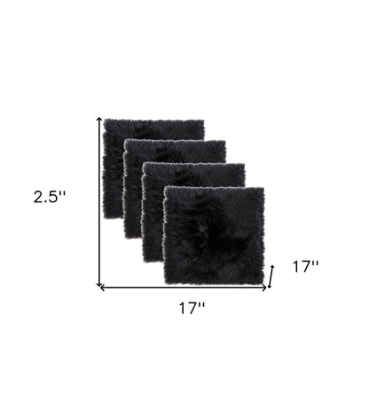Set Of Four 17" X 17" Black Wool Chair Pads HomeRoots