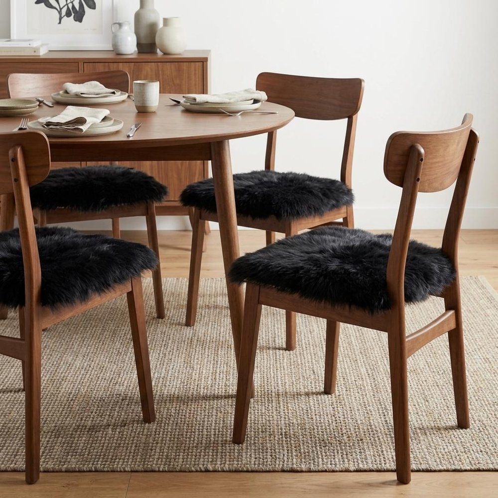 Set Of Four 17" X 17" Black Wool Chair Pads HomeRoots