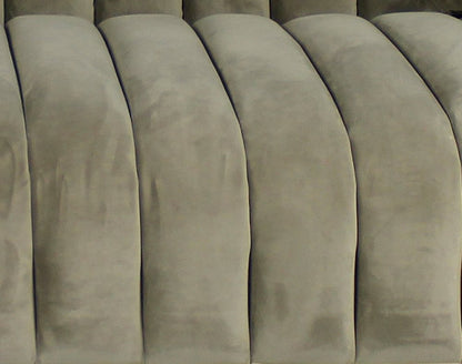 90" Gray Brown Velvet Sofa And Toss Pillows With Gold Legs HomeRoots