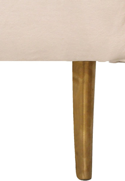 90" Ivory Velvet Sofa And Toss Pillows With Gold Legs HomeRoots