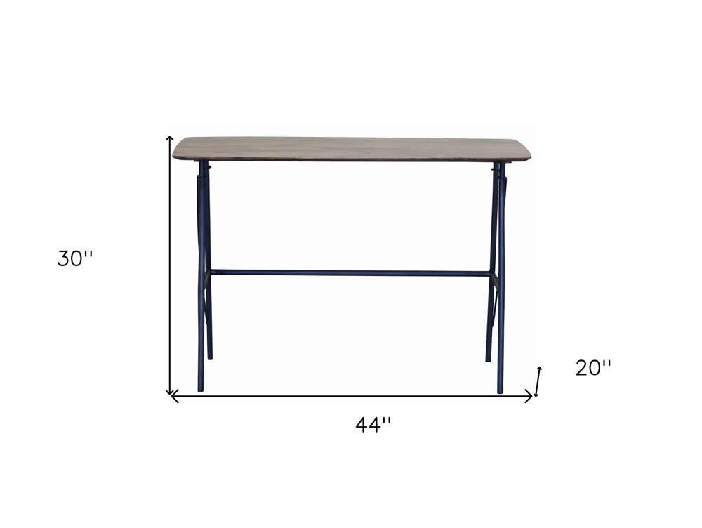 44" Brown and Black Solid Wood Writing Desk HomeRoots