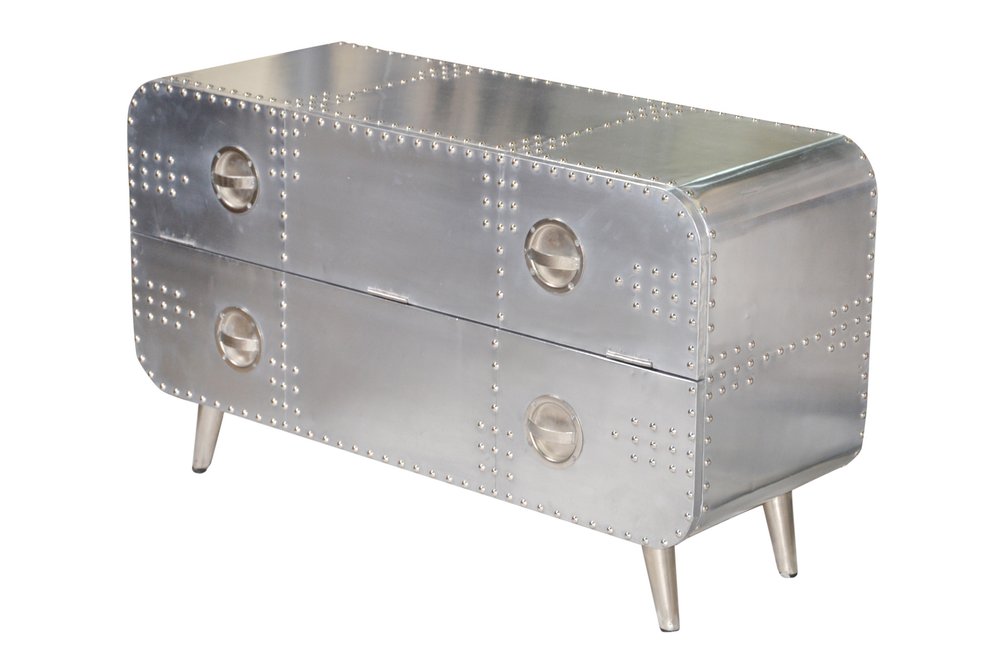 44" Silver Aluminum Enclosed Storage TV Stand HomeRoots