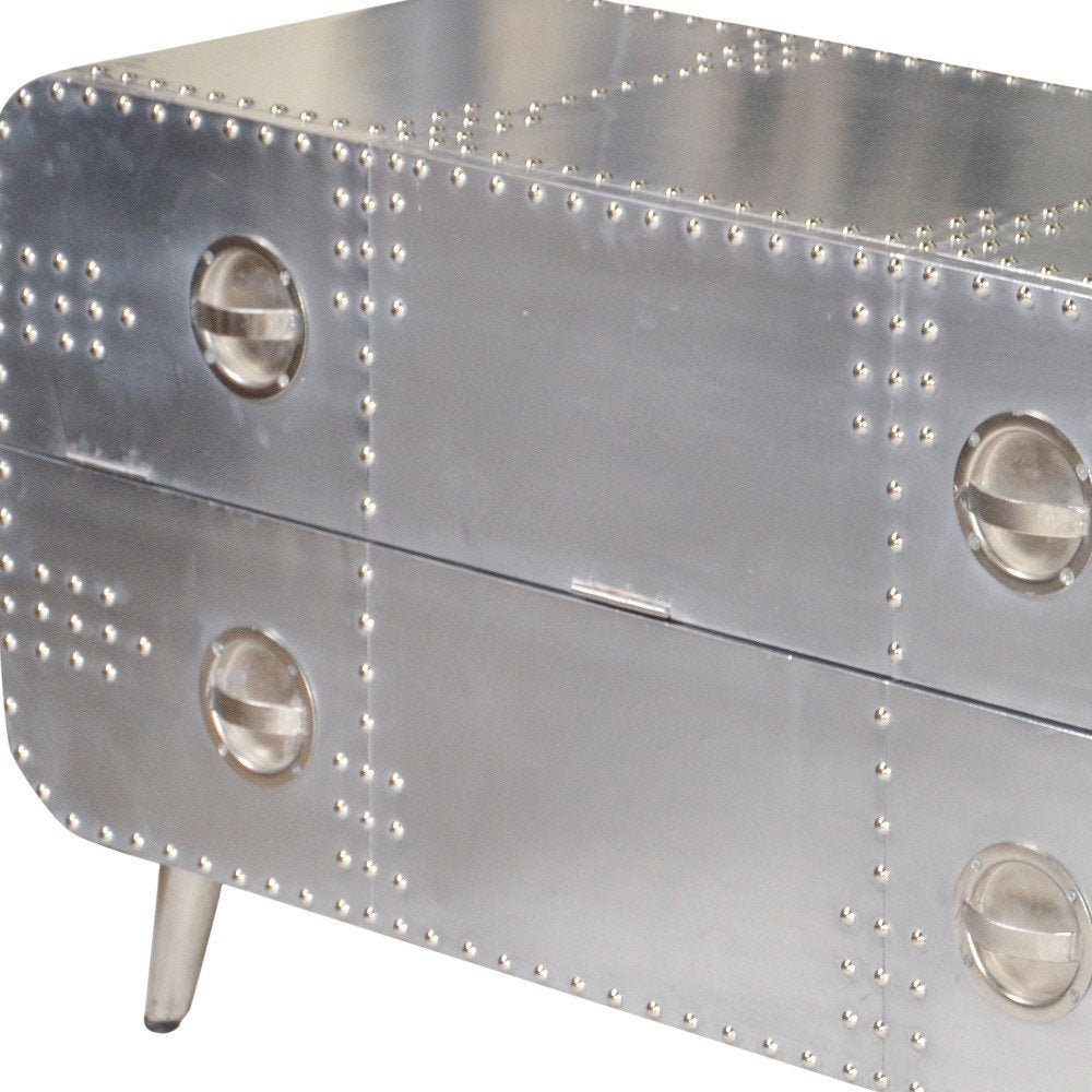 44" Silver Aluminum Enclosed Storage TV Stand HomeRoots