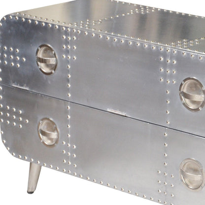44" Silver Aluminum Enclosed Storage TV Stand HomeRoots