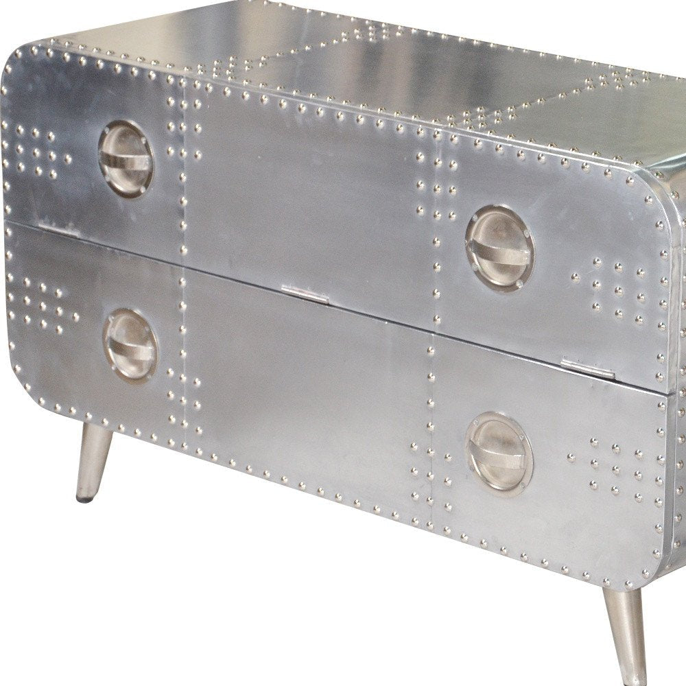 44" Silver Aluminum Enclosed Storage TV Stand HomeRoots