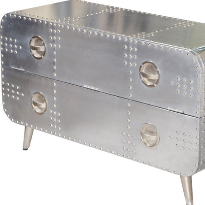 44" Silver Aluminum Enclosed Storage TV Stand HomeRoots