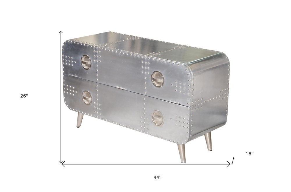 44" Silver Aluminum Enclosed Storage TV Stand HomeRoots