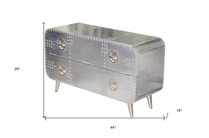 44" Silver Aluminum Enclosed Storage TV Stand HomeRoots