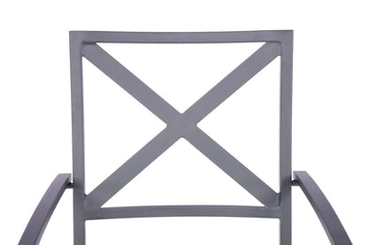 Set of Two Dark Gray Aluminum Outdoor Stacking Dining Chairs with Light Gray Cushion HomeRoots