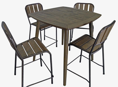 Five Piece Brown and Black Square Solid Wood Dining Set with Four Chairs HomeRoots