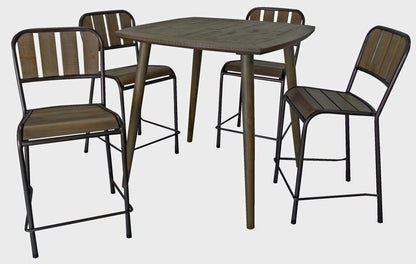 Five Piece Brown and Black Square Solid Wood Dining Set with Four Chairs HomeRoots