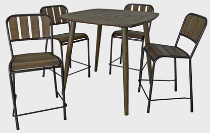 Five Piece Brown and Black Square Solid Wood Dining Set with Four Chairs HomeRoots
