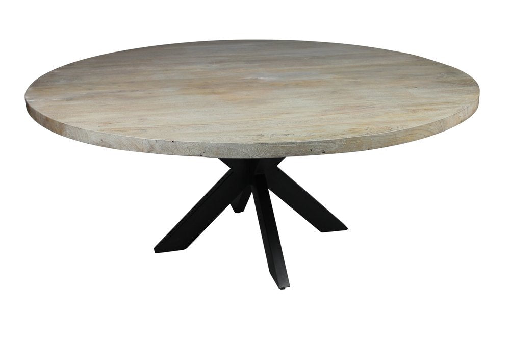 Seven Piece Gray and Black Round Solid Wood Dining Set with Six Chairs HomeRoots
