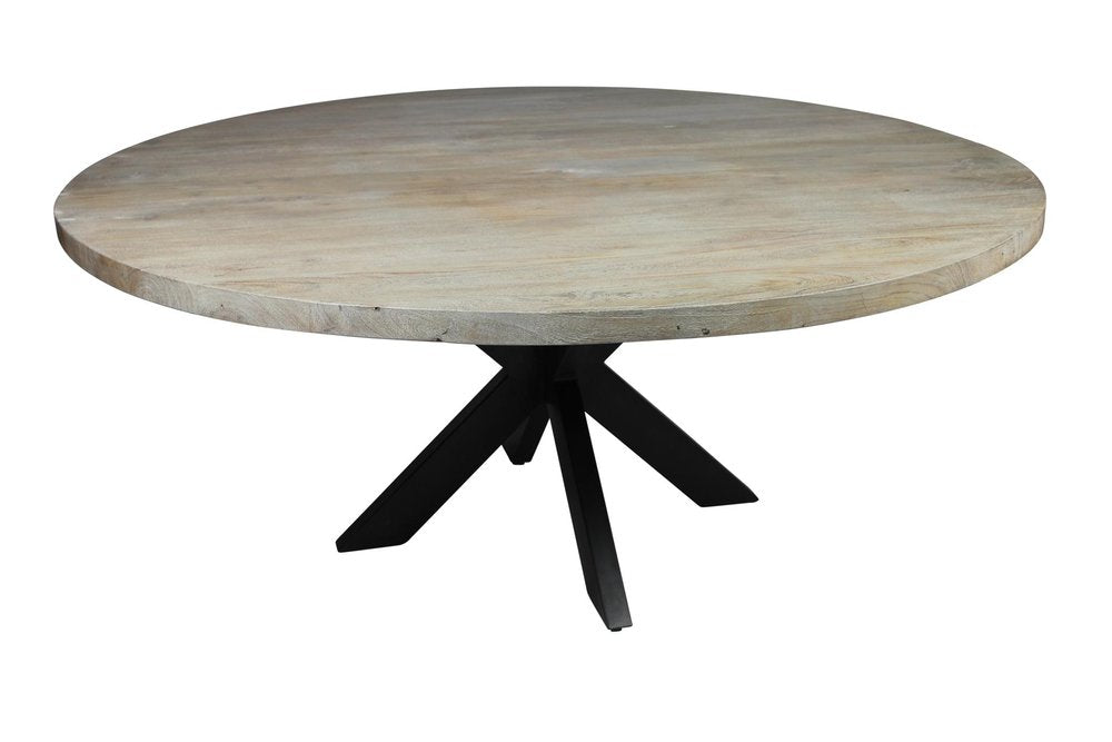 Seven Piece Gray and Black Round Solid Wood Dining Set with Six Chairs HomeRoots