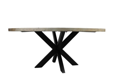 Seven Piece Gray and Black Round Solid Wood Dining Set with Six Chairs HomeRoots
