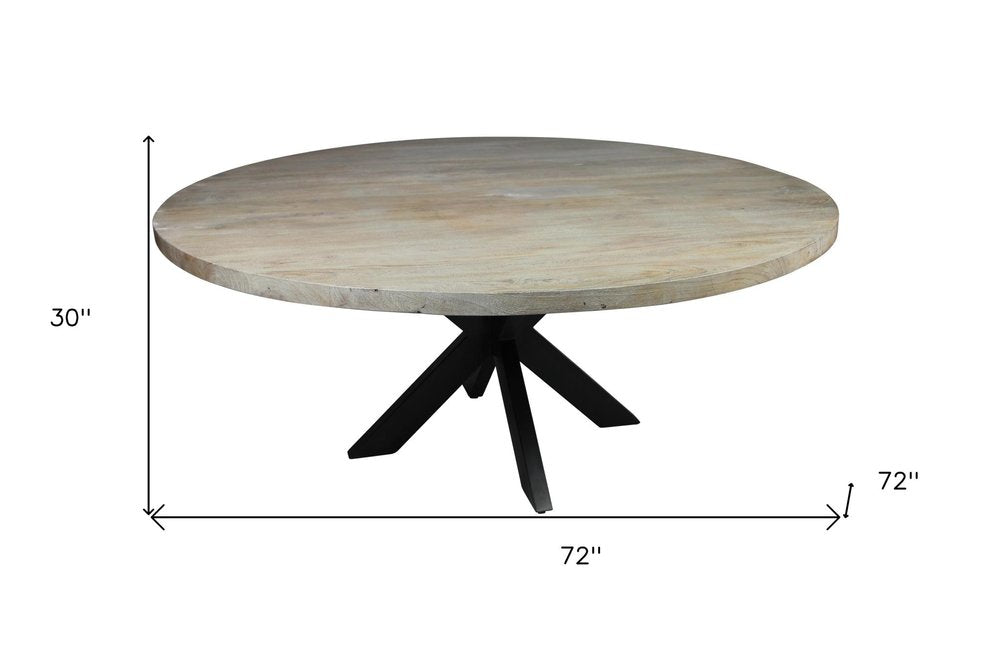 Seven Piece Gray and Black Round Solid Wood Dining Set with Six Chairs HomeRoots