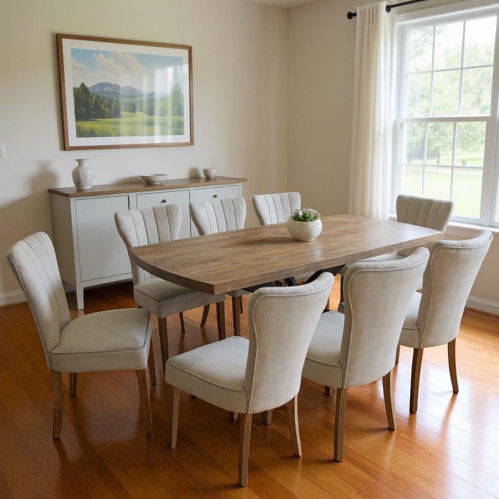 Nine Piece Gray and Black Solid Wood Dining Set with Eight Chairs HomeRoots