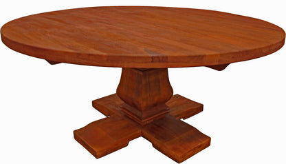 Seven Piece Brown Round Solid Wood Dining Set with Six Chairs HomeRoots