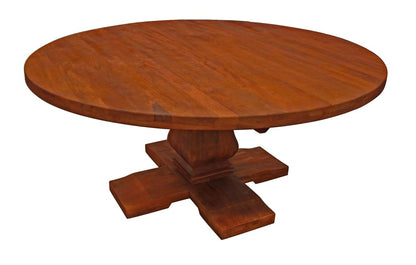 Seven Piece Brown Round Solid Wood Dining Set with Six Chairs HomeRoots