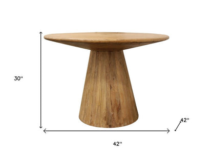 Five Piece Natural Round Solid Wood Dining Set with Four Chairs HomeRoots