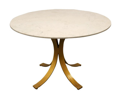 Five Piece Ivory and Gold Round Marble Dining Set with Four Chairs HomeRoots