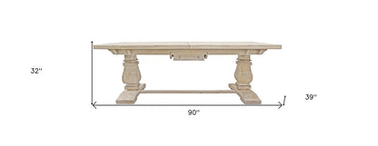 Nine Piece White Solid Wood Dining Set with Eight Chairs HomeRoots