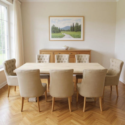 Nine Piece White Solid Wood Dining Set with Eight Chairs HomeRoots