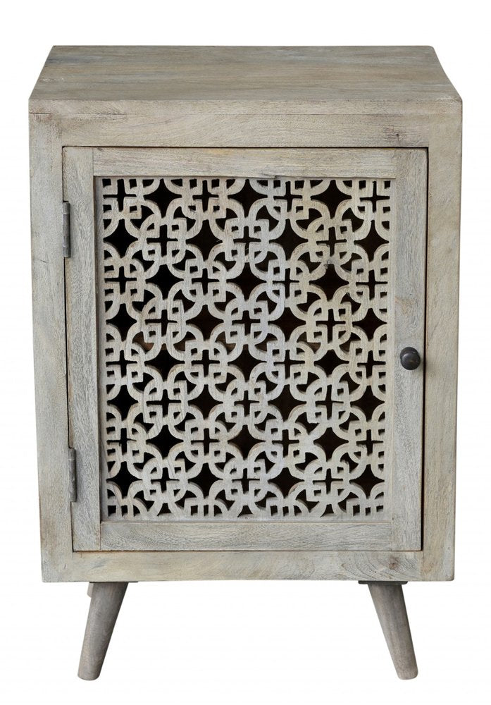 30" Gray Solid Wood Nightstand HomeRoots