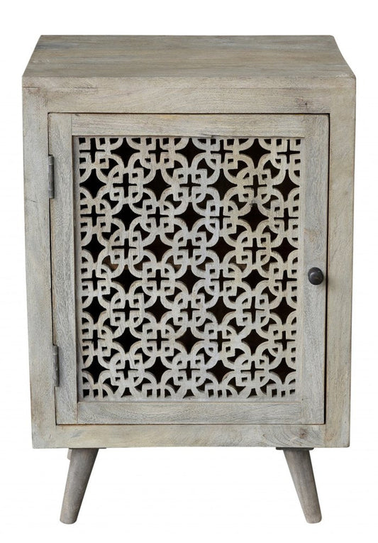 30" Gray Solid Wood Nightstand