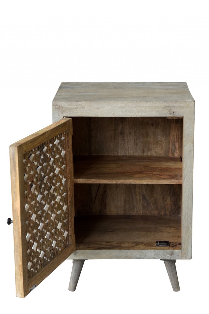 30" Gray Solid Wood Nightstand HomeRoots