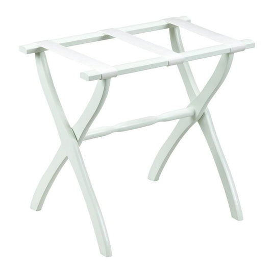 White Folding Luggage Rack With White Straps HomeRoots