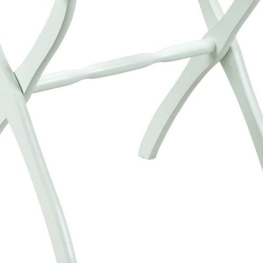 White Folding Luggage Rack With White Straps HomeRoots